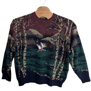 Vintage Duck Sweater Mens XL Wool Blend North Winds Cotton Traders Scenic 90s